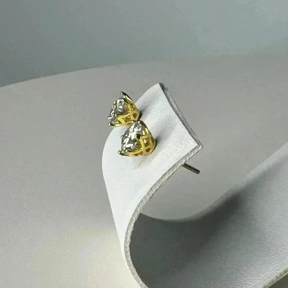 MOISSANITE CERTIFIED 1 Carat Each Stud Earrings Six Prongs 2 c.t.w - Picture 5 of 11